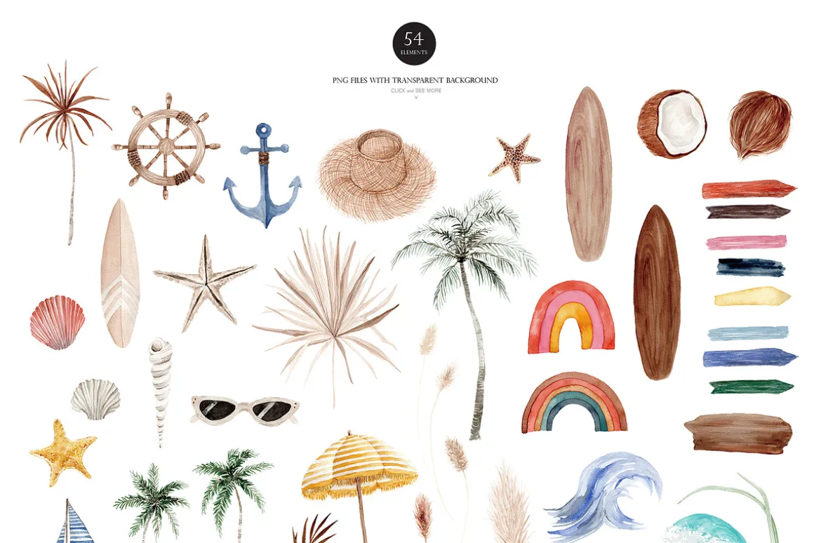 Watercolor Clipart - Summer VIBE