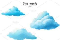 Watercolor color heart air balloons
