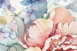 Watercolor flowers pink bloom set