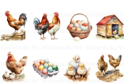 Watercolor Hen Clipart, Chicken PNG