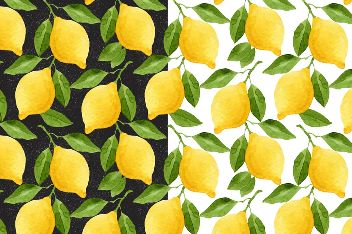 Watercolor Lemons Set