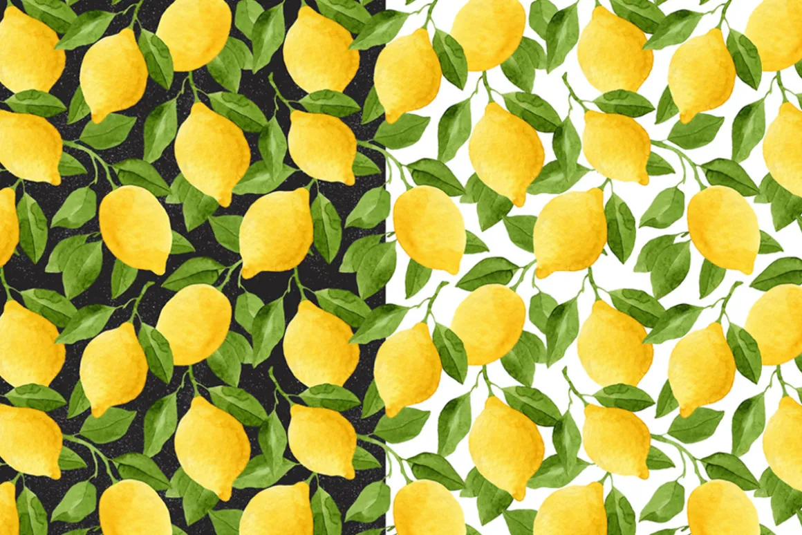 Watercolor Lemons Set