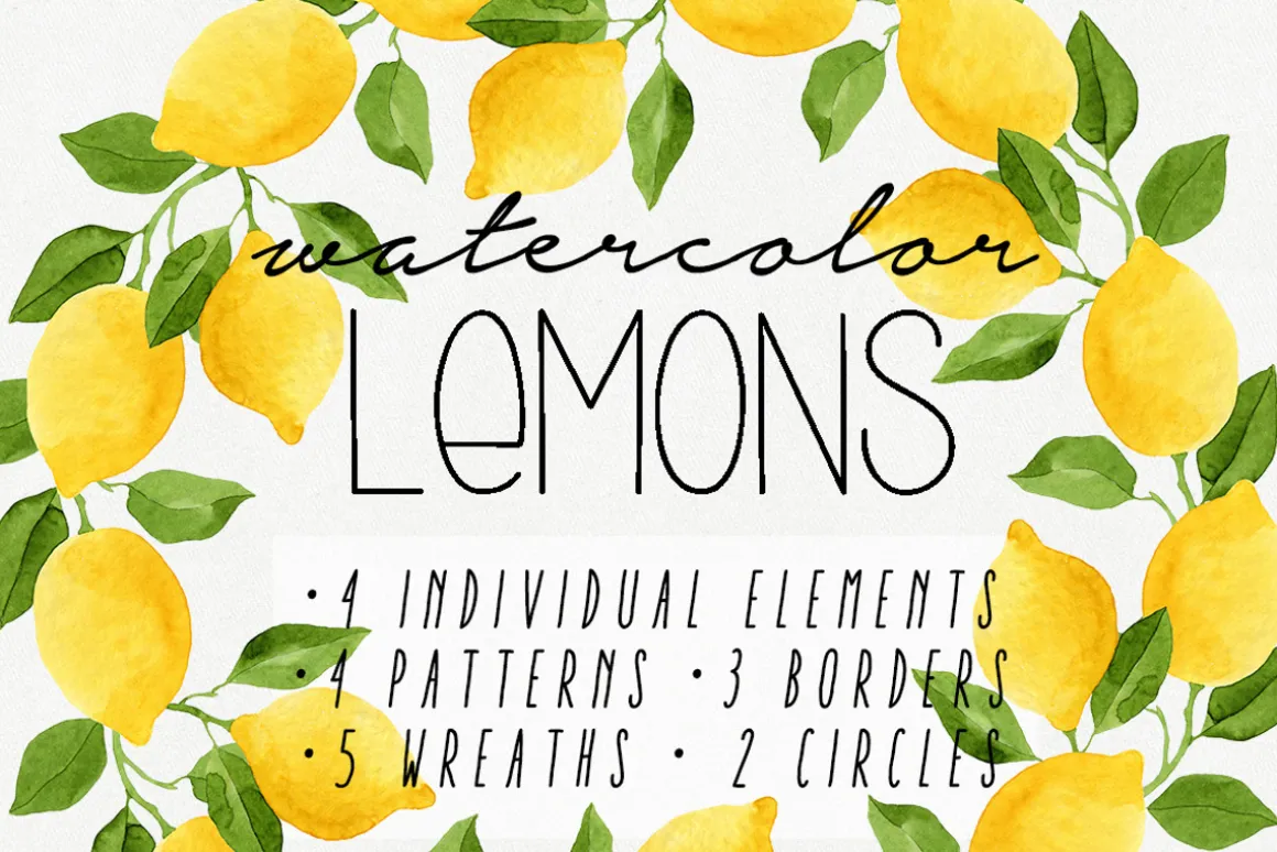 Watercolor Lemons Set