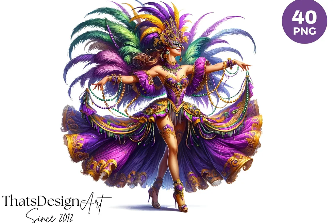 Watercolor Mardi Gras Clipart set