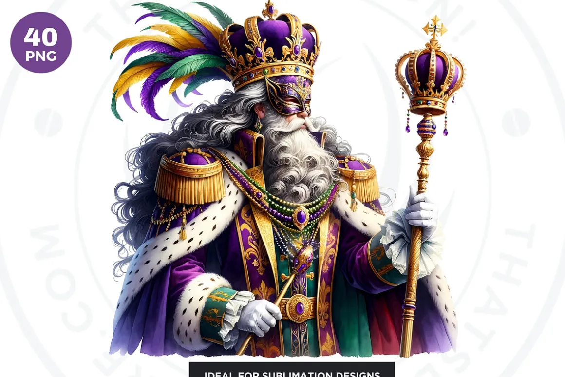 Watercolor Mardi Gras Clipart set