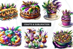Watercolor Mardi Gras Clipart set