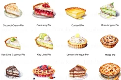 Watercolor Pie Clipart, Pumpkin Pies