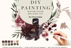 watercolor procreate brushes kit