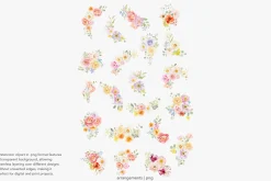 watercolor spring blossoms huge set