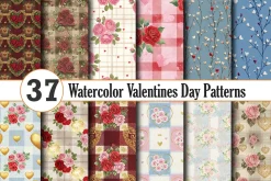Watercolor Valentines Day Patterns