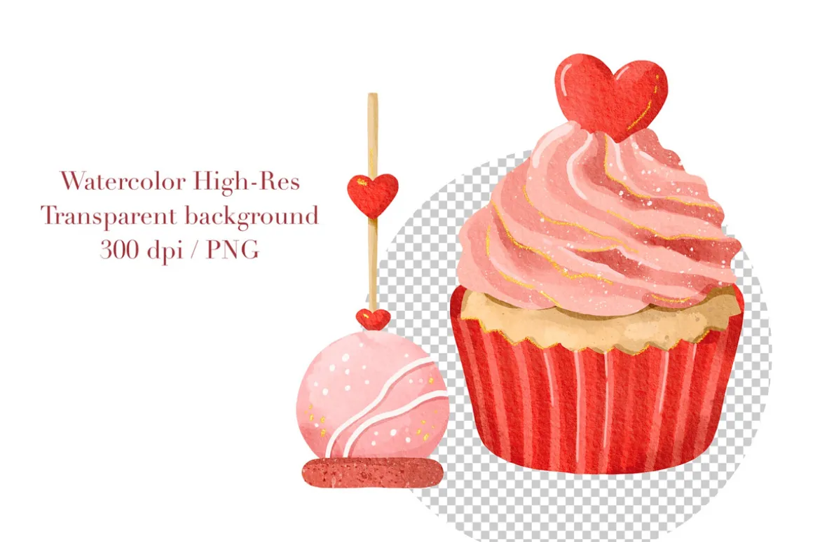 Watercolor Valentines Day Sweets