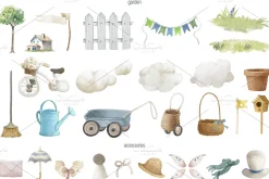 Watercolor Vintage Animal garden set