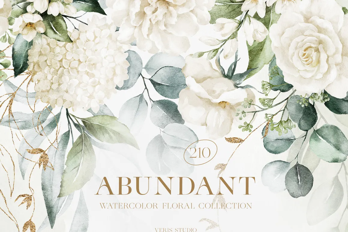 Watercolor White Floral Alphabet Set