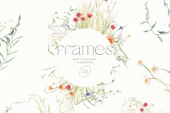 Watercolor wildflower clipart bundle
