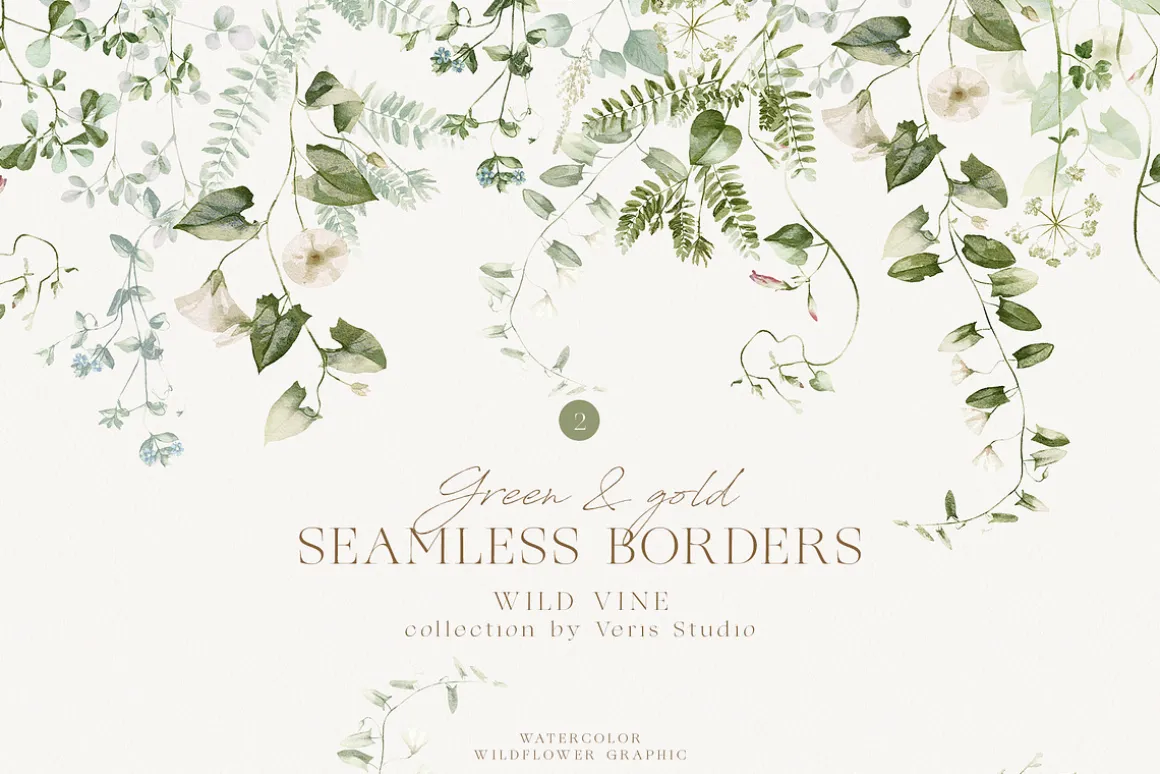 Watercolor Wildflower Floral Green