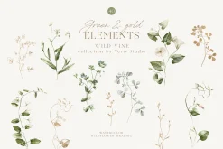 Watercolor Wildflower Floral Green
