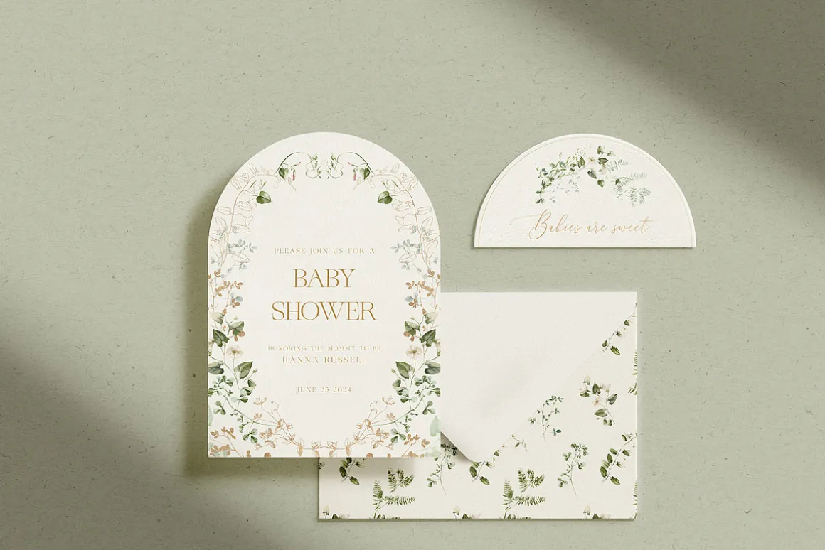 Watercolor Wildflower Floral Green
