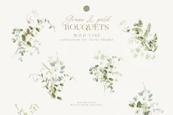 Watercolor Wildflower Floral Green