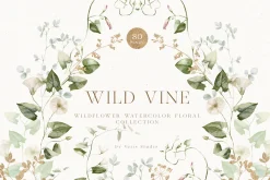 Watercolor Wildflower Floral Green