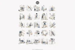 watercolor winter clipart set