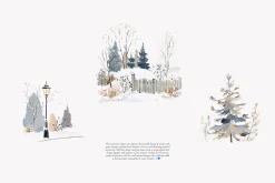 watercolor winter clipart set