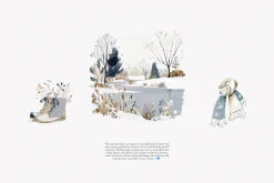 watercolor winter clipart set