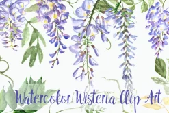 Watercolor Wisteria Clip Art Set