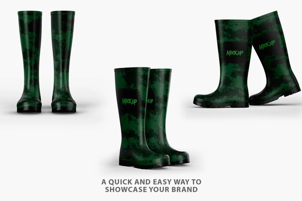 Waterproof Rubber Boots Mockup PSD