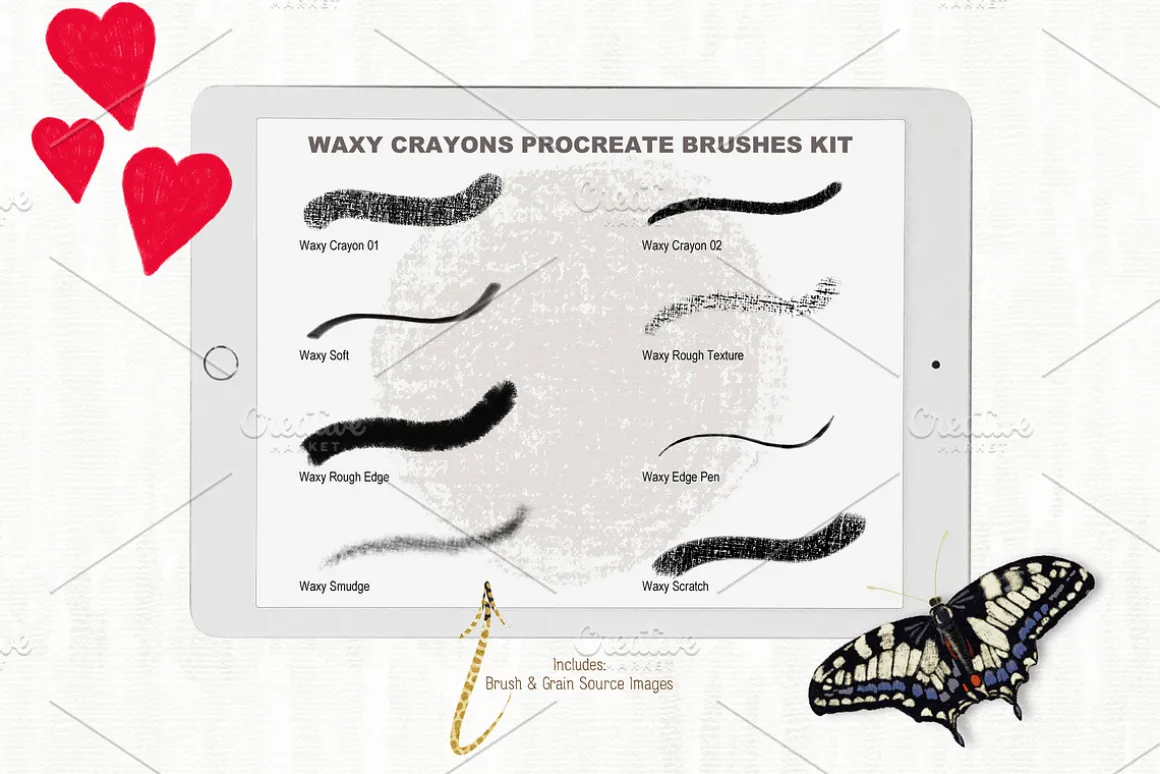 Waxy Crayons Procreate Brushes Kit