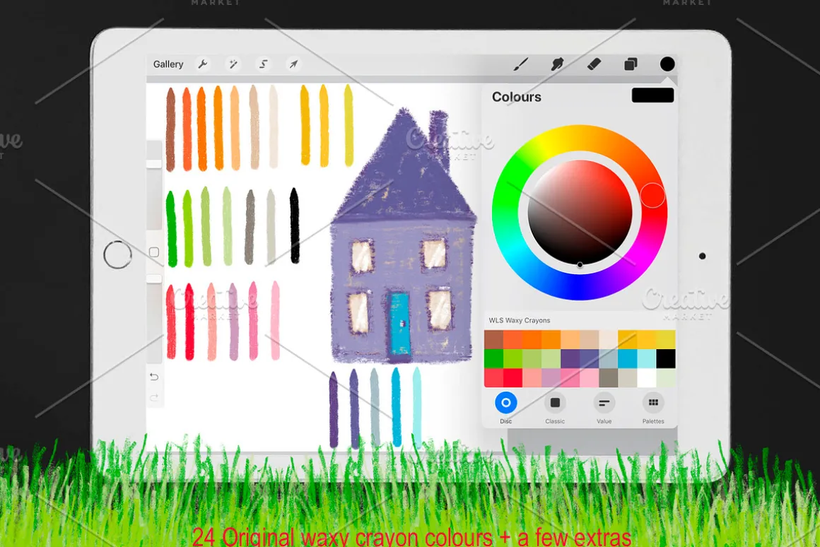 Waxy Crayons Procreate Brushes Kit