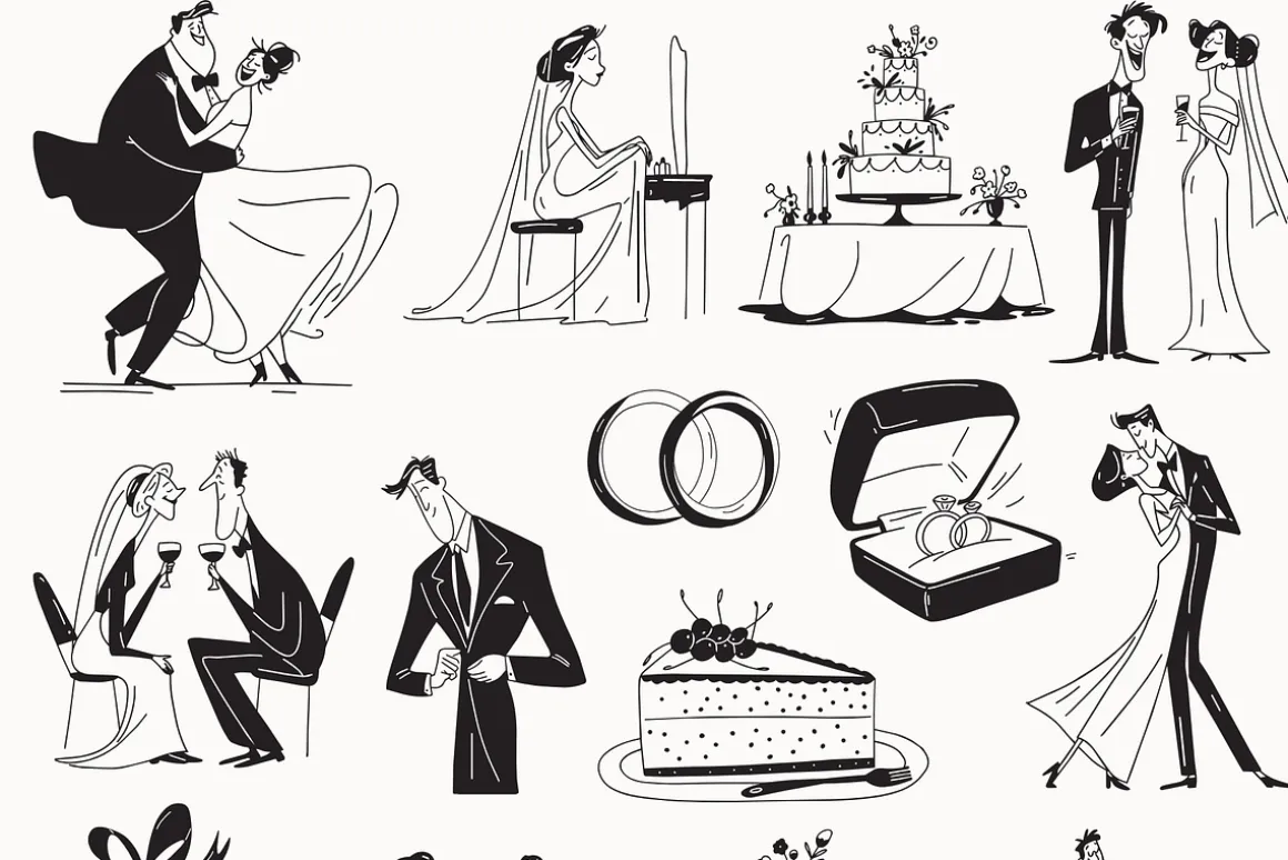 Wedding Collection: 66 Line Art Pack