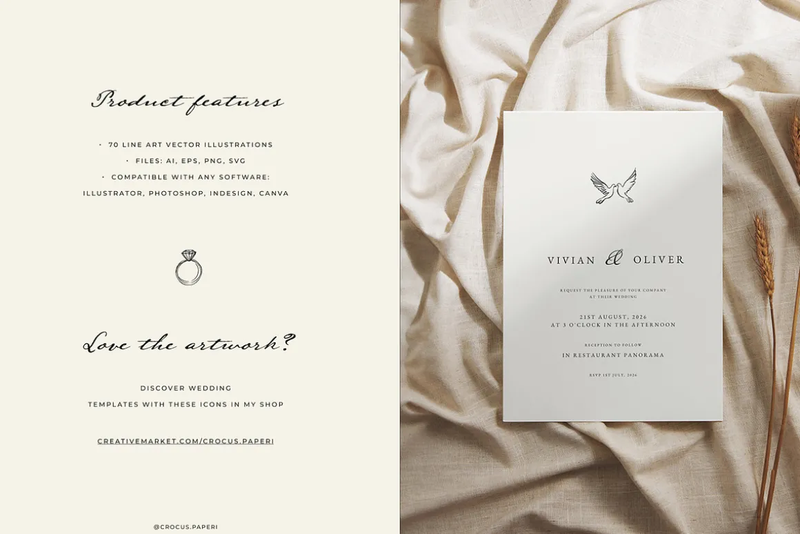 WEDDING line art illustrations
