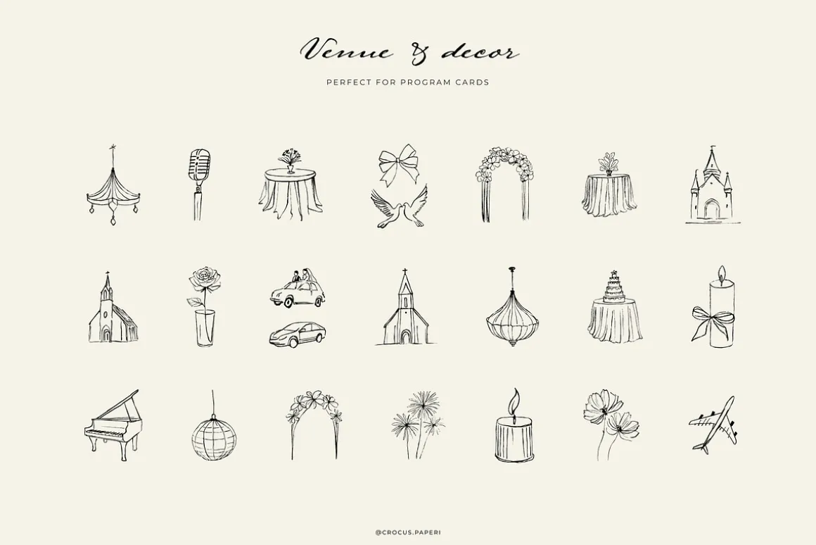 WEDDING line art illustrations