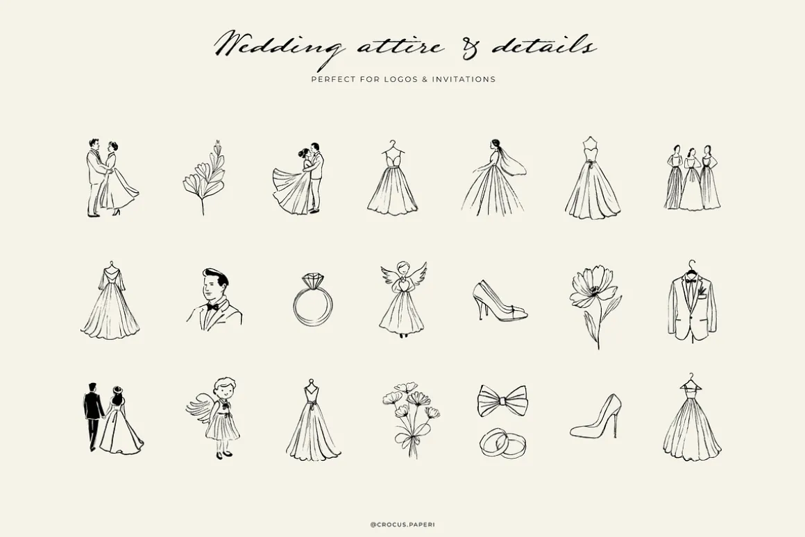 WEDDING line art illustrations