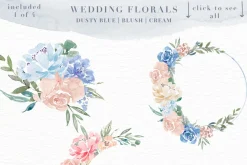 Wedding Watercolor Flowers Graphics