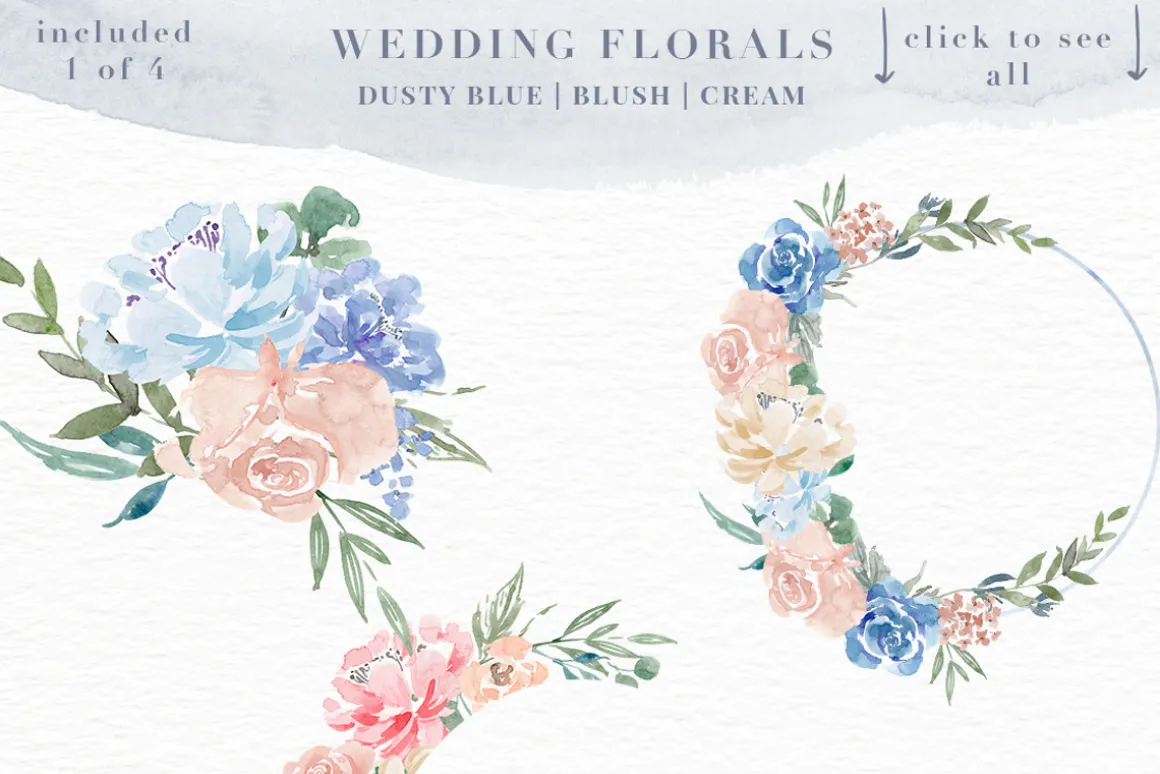 Wedding Watercolor Flowers Graphics