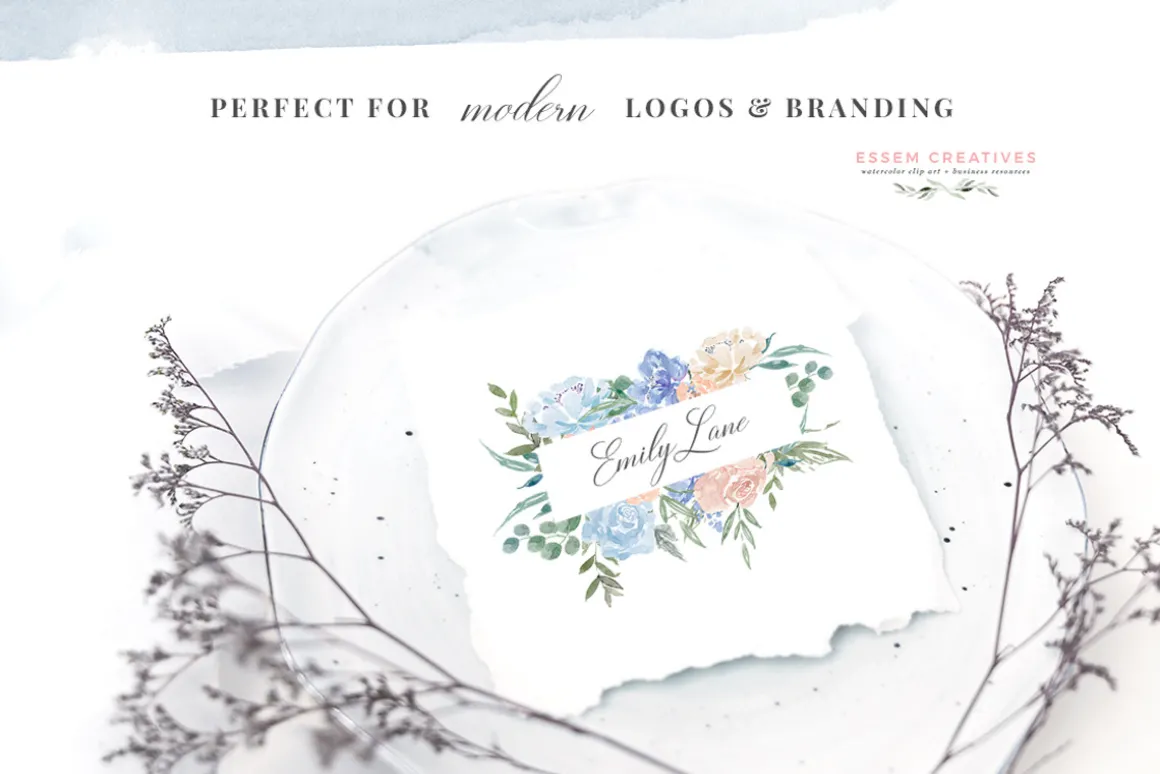 Wedding Watercolor Flowers Graphics