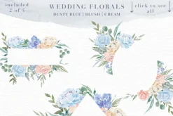 Wedding Watercolor Flowers Graphics