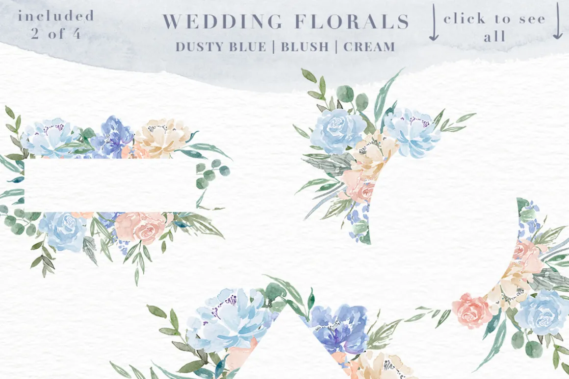 Wedding Watercolor Flowers Graphics