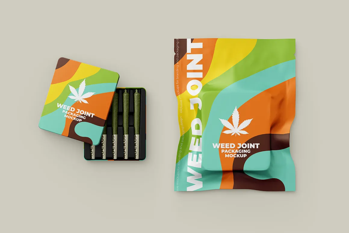 Weed Joint Cannabis Packaging. 5 psd