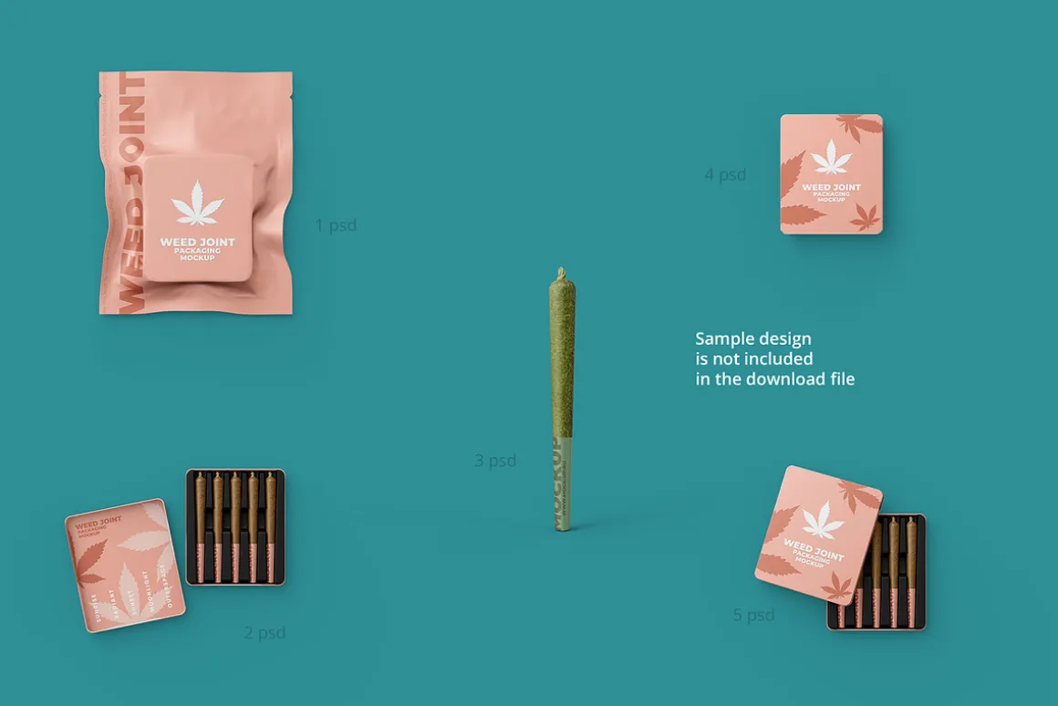 Weed Joint Cannabis Packaging. 5 psd