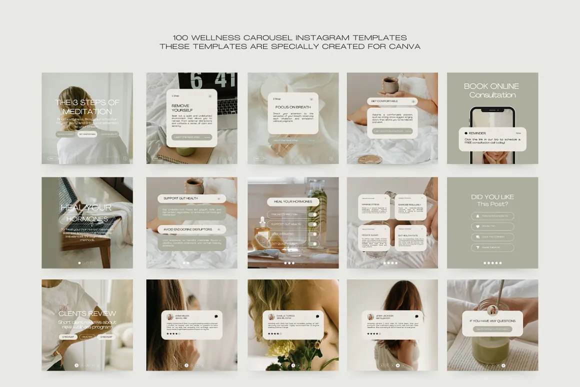 100 Wellness Carousel Templates