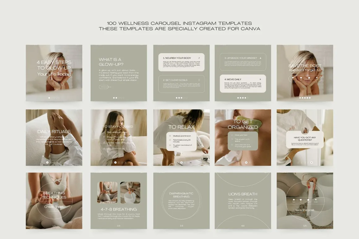100 Wellness Carousel Templates