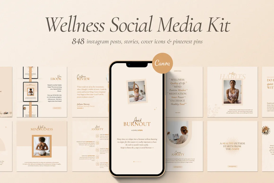 Wellness Social Media Kit CANVA