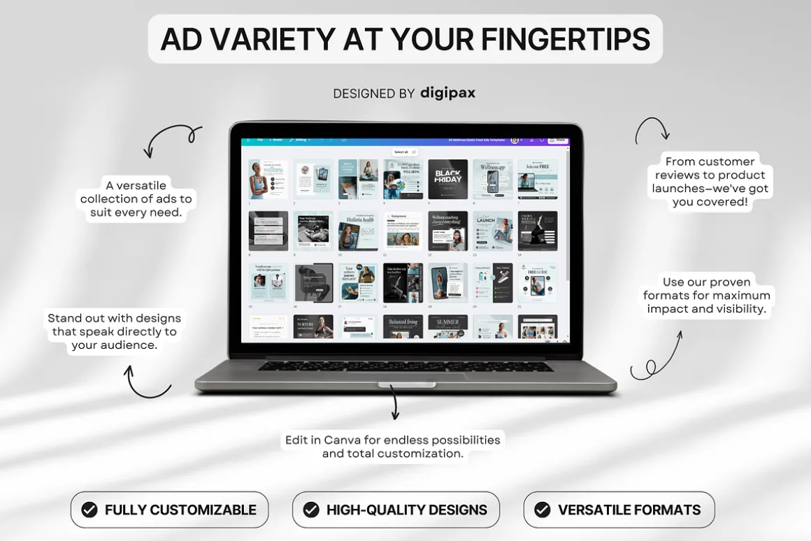 Wellness Static Ad Templates Canva