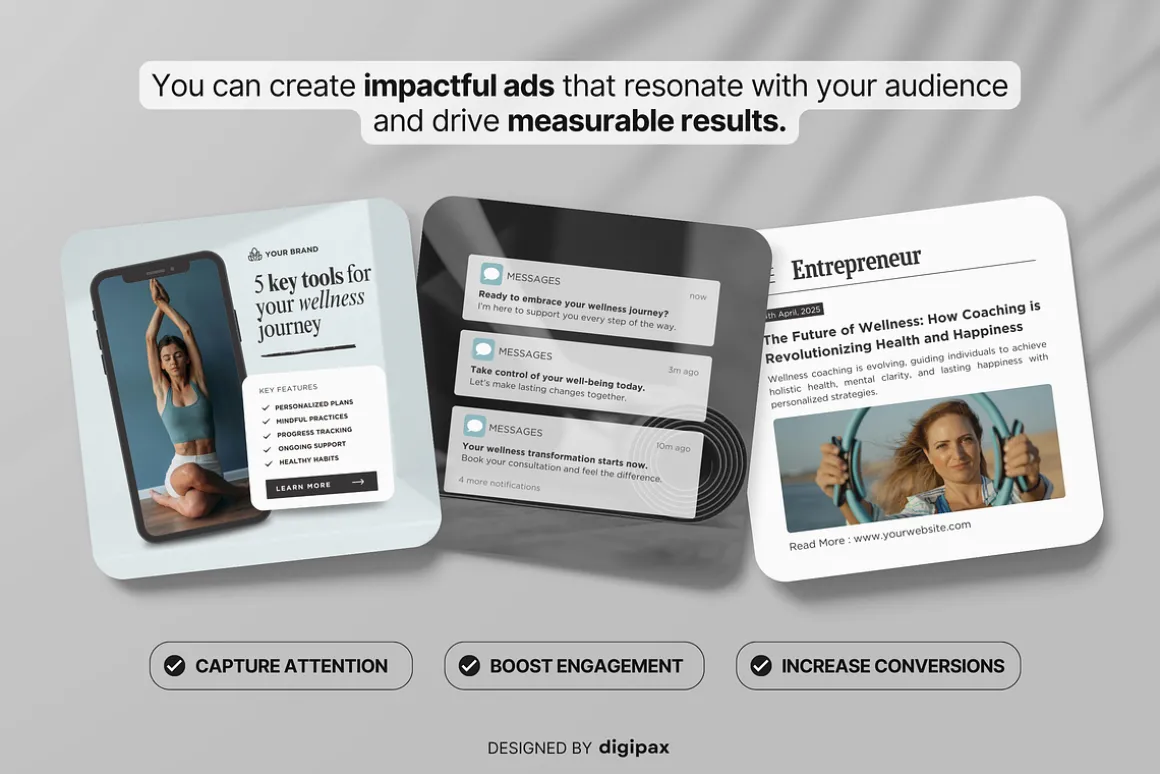 Wellness Static Ad Templates Canva