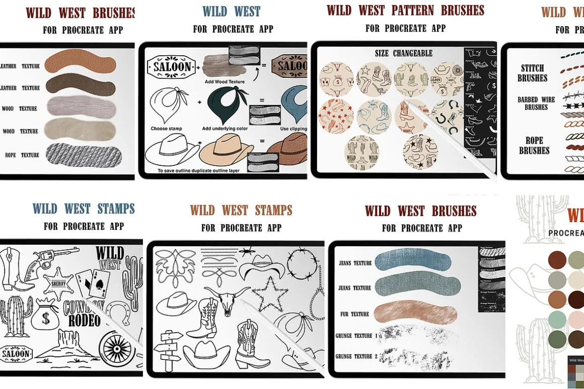 Western Procreate Bundle Brushes