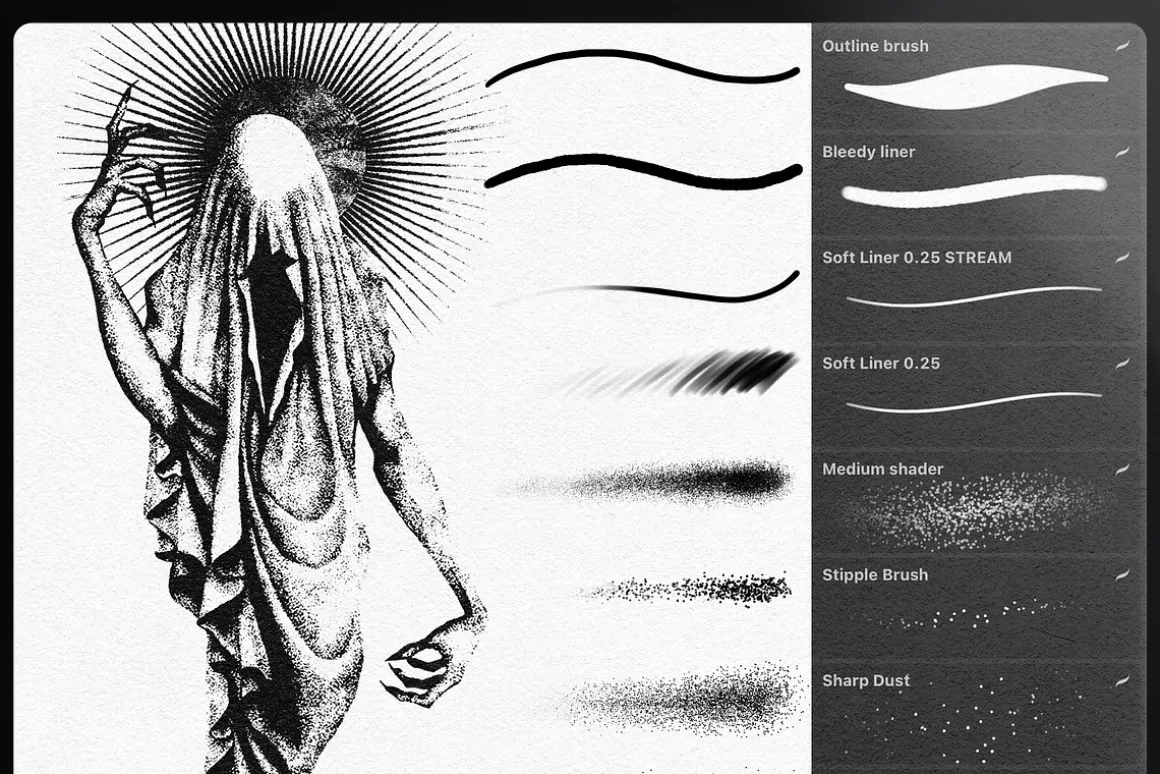 Whip Shading Dot Work Brushes