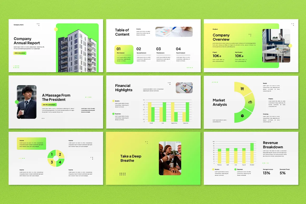 White Annual Report Google Slide