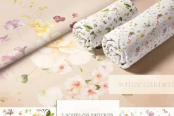 White roses & wildflowers floral set